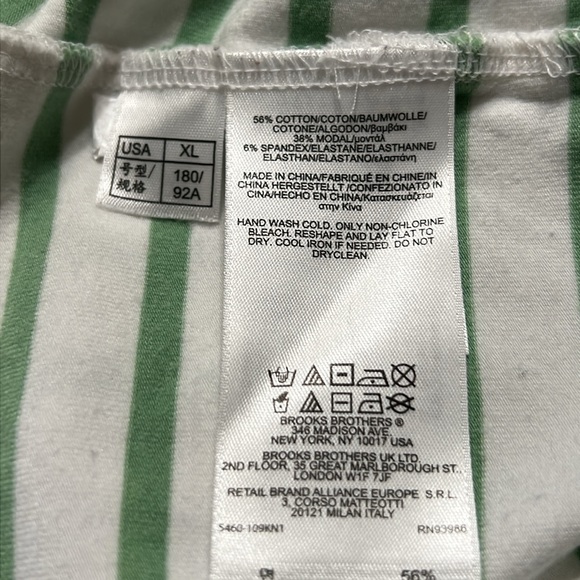 Brooks Brothers Green White Striped Tee Women’s XL Long Sleeve Cotton Blend - Picture 6 of 9